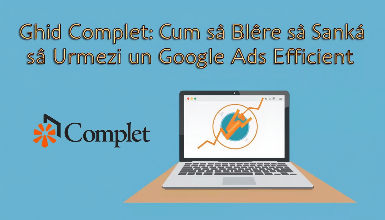 O persoană studiază un curs Google Ads pe laptop, simbolizând învățarea și succesul în publicitate online.